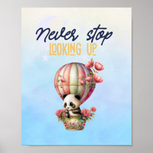 Inspirierendes Heißluftballon-Panda-Poster-Druck Poster