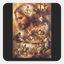 Inspirierendes Jesus-Christus-Schlüsselanhänger – Quadratischer Aufkleber