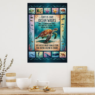 Inspirierendes Meeresschildkröten-Ozean-Poster „Da Poster