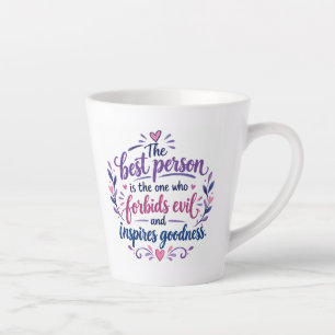 Inspirierendes Motivationszitat Lila Türkis Kaffee Milchtasse
