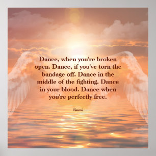 Inspirierendes Motivationszitat von Rumi mit Engel Poster
