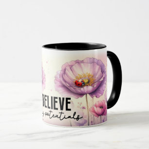 Inspirierendes/Positives Blumen-Zitat Wrap Tasse