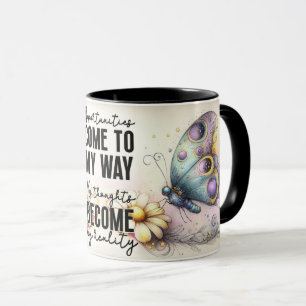 Inspirierendes/Positives Blumen-Zitat-Wrap Tasse