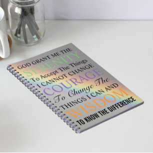Inspirierendes Serenity-Gebet Farbige Regenbogen Notizblock