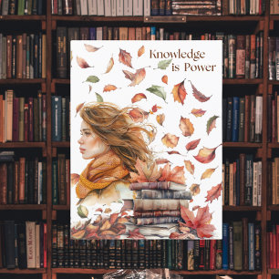 Inspirierendes Wissen ist Macht Herbstlaub Postkarte