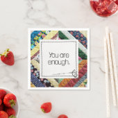 inspirierendes Zitat auf einem Patchwork-Quilt Serviette (Beispiel)