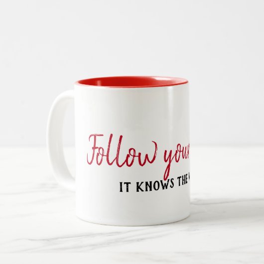 inspirierendes Zitat auf Weiß Zweifarbige Tasse (Vorderseite Links)