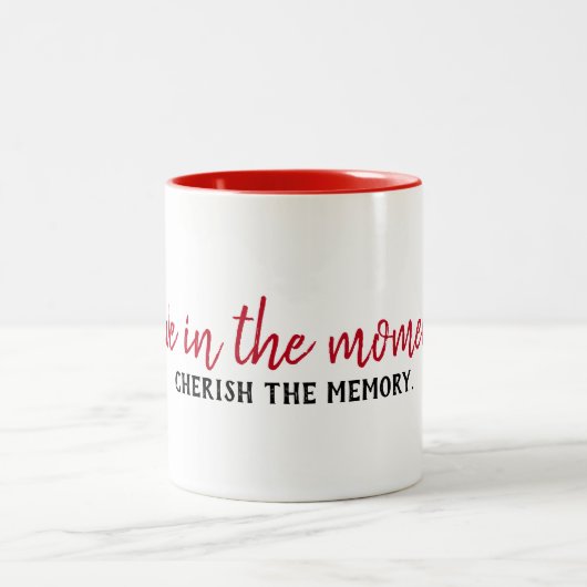 inspirierendes Zitat auf Weiß Zweifarbige Tasse (Mittel)