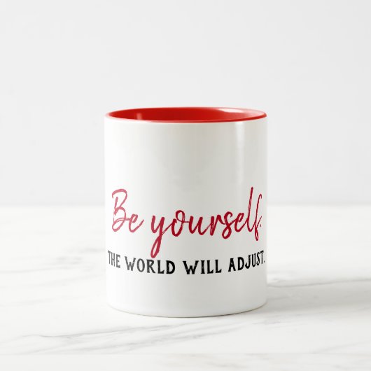 inspirierendes Zitat auf Weiß Zweifarbige Tasse (Mittel)