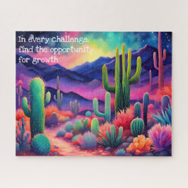 inspirierendes Zitat, farbenfrohe Kaktuslandschaft Puzzle
