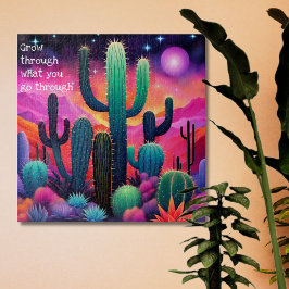 inspirierendes Zitat, farbenfrohe Kaktuslandschaft Puzzle
