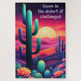 inspirierendes Zitat, farbenfrohe Kaktuslandschaft Puzzle