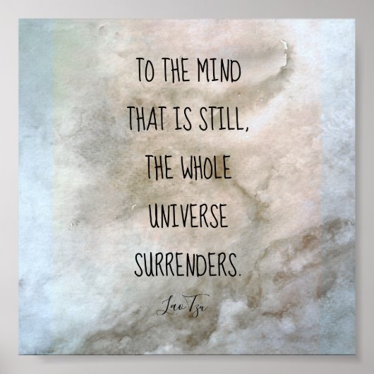 inspirierendes Zitat Lao Tzu Text Aquarell grau Poster (Vorne)