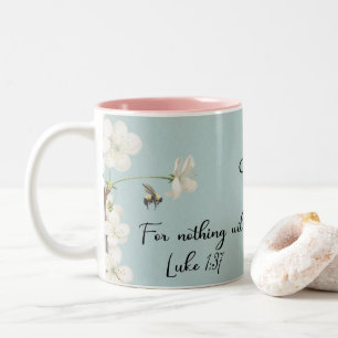 Inspirierendes Zitat Lukas 137 Blaues florales Bie Zweifarbige Tasse