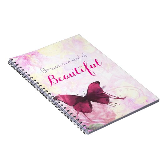 inspirierendes Zitat mit einem Schmetterling in Aq Notizblock (Rechte Seite)