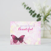 inspirierendes Zitat mit einem Schmetterling in Aq Postkarte (Stehend Vorderseite)