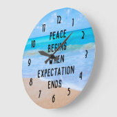 inspirierendes Zitat mit tropischer Strandlandscha Große Wanduhr (Winkel)