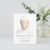 inspirierendes Zitat mit weißem Buddha Postkarte (Stehend Vorderseite)