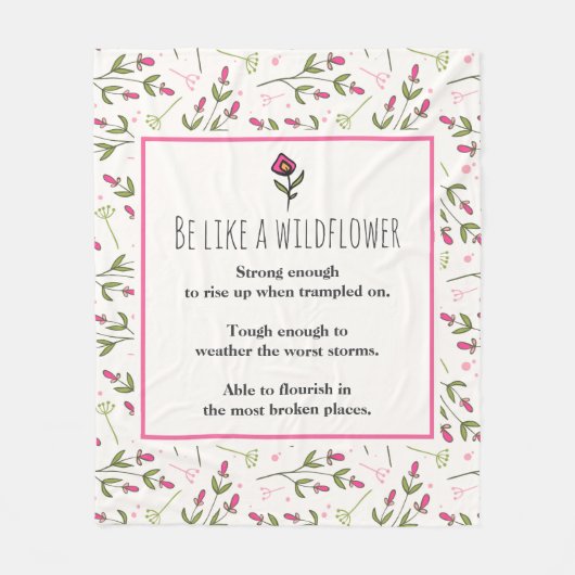 inspirierendes Zitat mit Wildblume Muster Fleecedecke (Vorderseite)