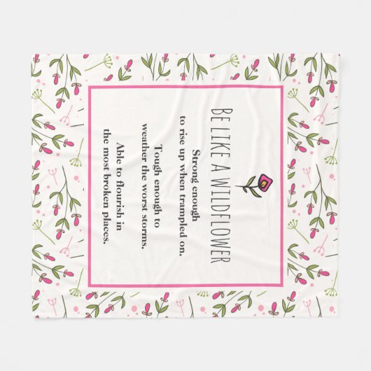 inspirierendes Zitat mit Wildblume Muster Fleecedecke (Vorderseite (Horizontal))