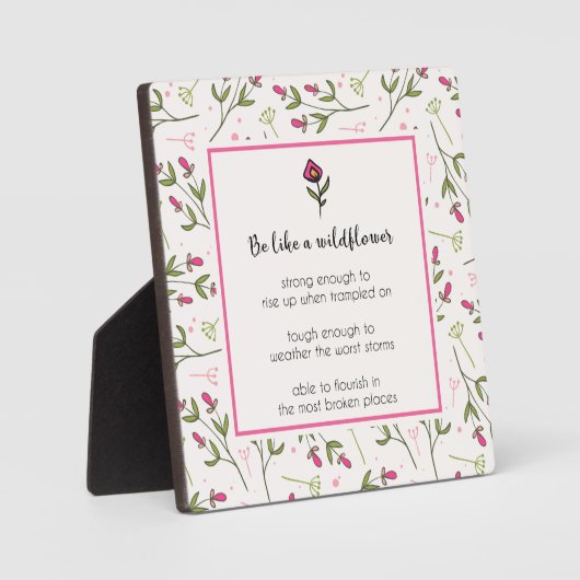 inspirierendes Zitat mit Wildblume Muster Fotoplatte (Vorderseite)