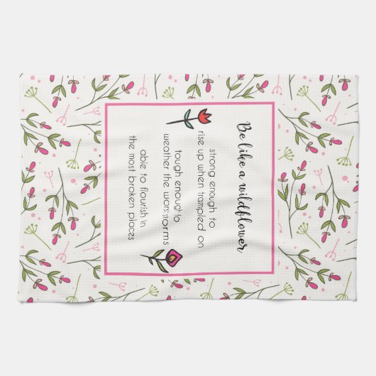 inspirierendes Zitat mit Wildblume Muster Geschirrtuch (Horizontal)