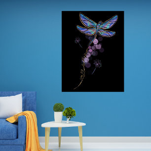 Inspirierendes Zitat Still I Rise Libelle Blumenmu Poster