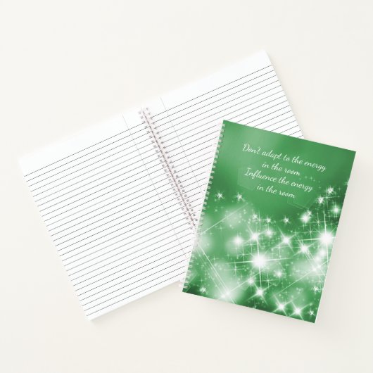 inspirierendes Zitat über weiche grüne Lichter Notizblock (Innenseite)