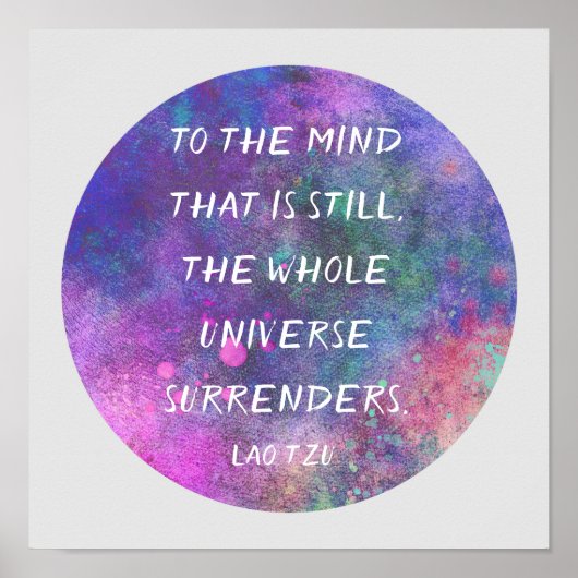 inspirierendes Zitat von Lao Tzu lila Wasserfarbe Poster (Vorne)