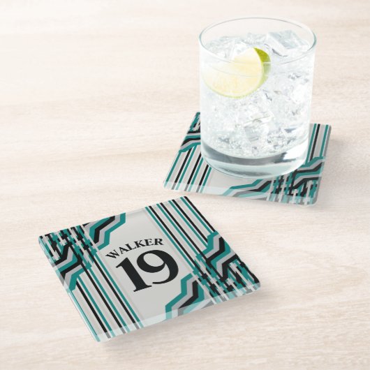 Inspiriert Aquamarin Glasuntersetzer (Schrägansicht)