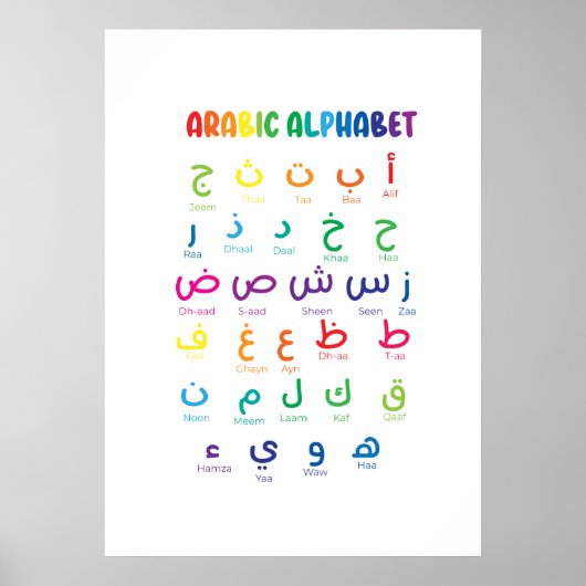 Inspiriert Arabisches Lernen: Schöne Alphabet Kuns Poster (Vorne)