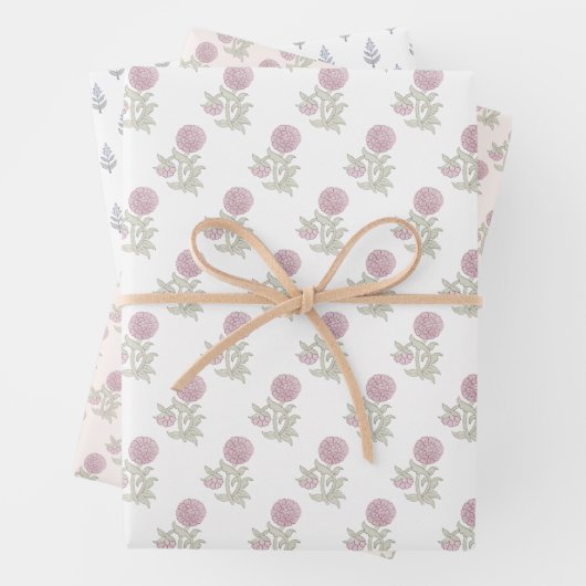 Inspiriert Blockdruck Geschenkpapier Set (Beispiel)