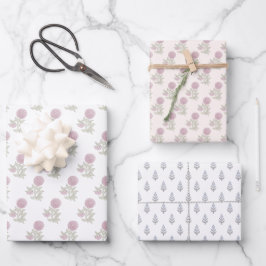 Inspiriert Blockdruck Geschenkpapier Set