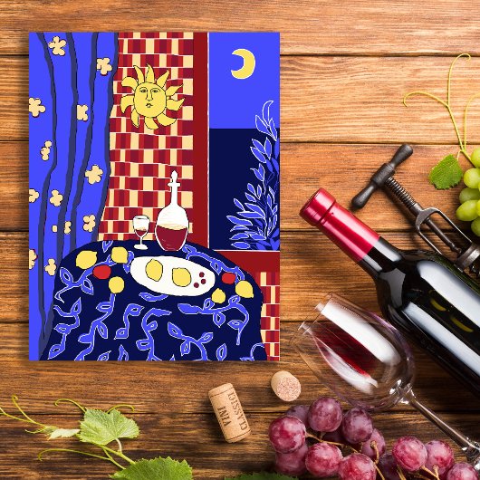 Inspiriert Blue Night Still Life Weinlemonen Postkarte