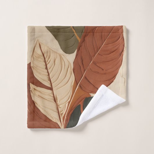 Inspiriert Ebenen | Moderne Leaf-Malerei Badhandtuch Set (Waschlappen)