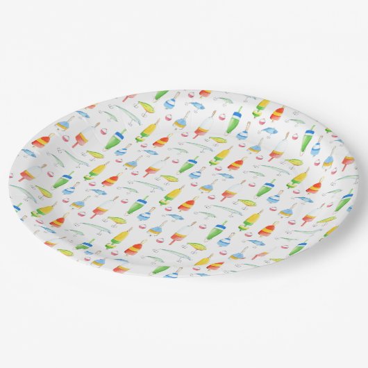 Inspiriert Fischerei Pappteller (Schrägansicht)