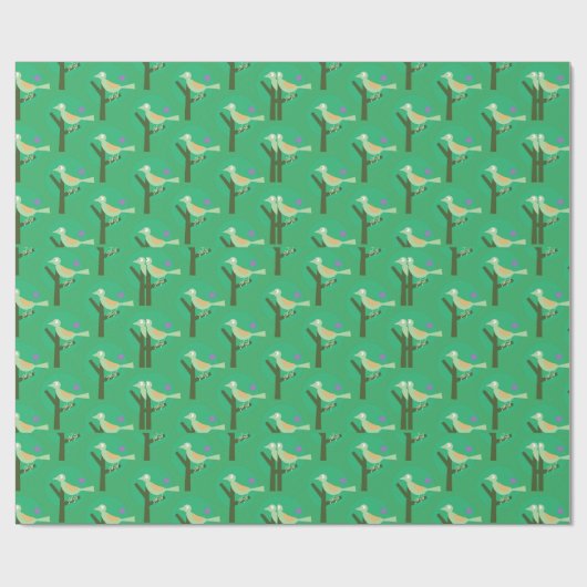Inspiriert Grüne Vögel und Baummuster Geschenkpapier (Flach)
