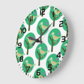 Inspiriert Grüne Vögel und Baummuster Große Wanduhr (Winkel)