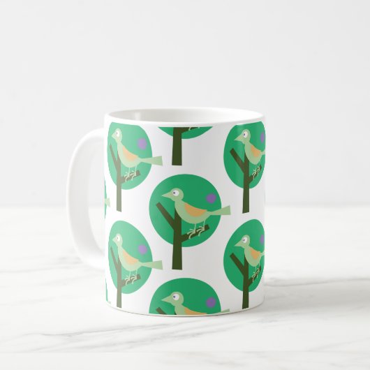 Inspiriert Grüne Vögel und Baummuster Kaffeetasse (Vorderseite Links)