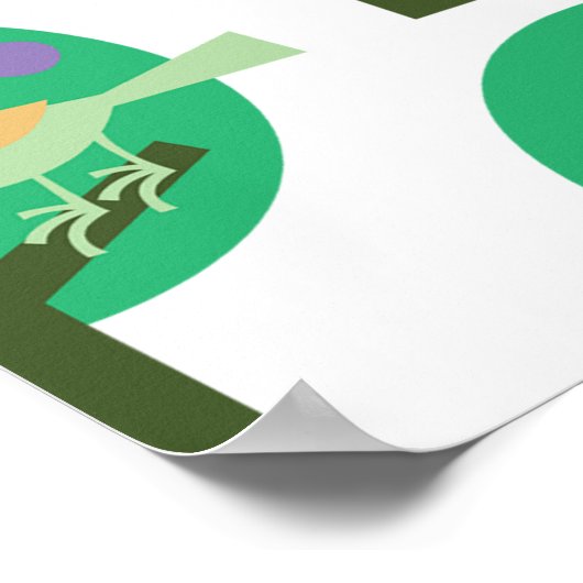 Inspiriert Grüne Vögel und Baummuster Poster (Ecke)