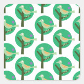 Inspiriert Grüne Vögel und Baummuster Quadratischer Aufkleber (Vorderseite)
