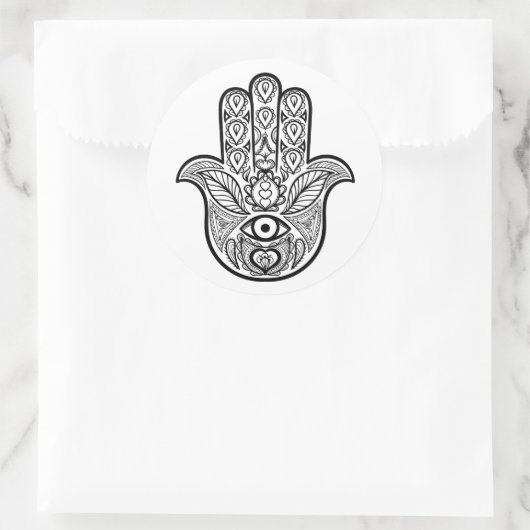 Inspiriert Hamsa Hand Runder Aufkleber (Tasche)