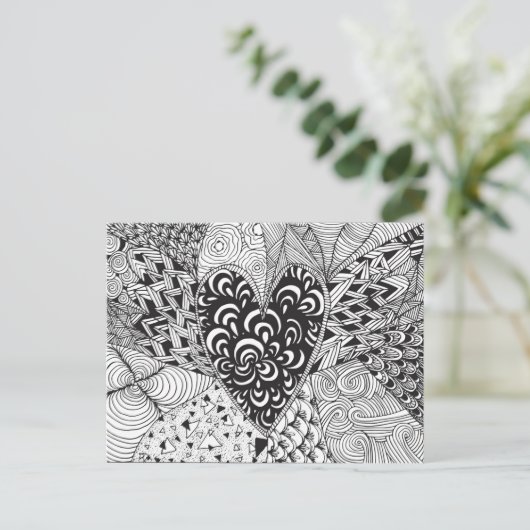 Inspiriert Herzdoodle Postkarte (Stehend Vorderseite)