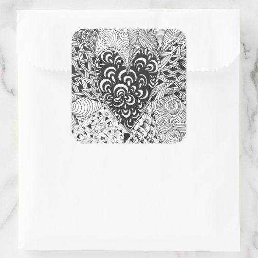 Inspiriert Herzdoodle Quadratischer Aufkleber (Tasche)