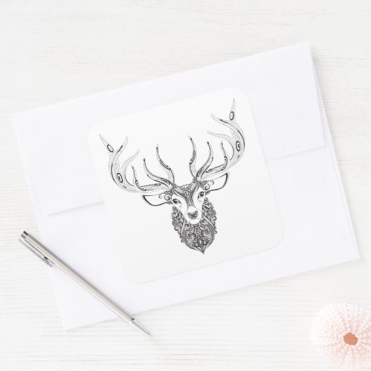 Inspiriert Hirschkopf Quadratischer Aufkleber (Umschlag)