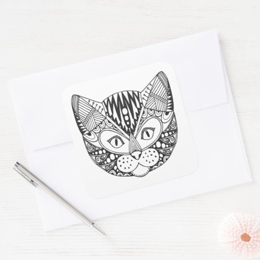 Inspiriert Katze Quadratischer Aufkleber (Umschlag)
