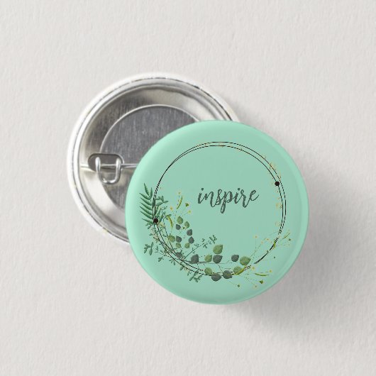 Inspiriert mit floralen botanischen Rahmen Button (Vorne & Hinten)