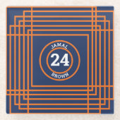 Inspiriert Orange & Blau Glasuntersetzer (Vorderseite)