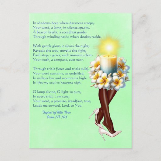 Inspiriert Psalm 119:105 Gedicht Candle Lady Postkarte (Vorderseite)