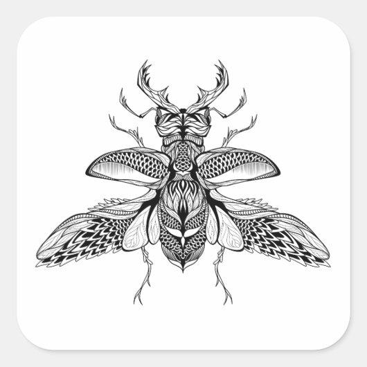 Inspiriert Psychedelic Stag-Beetle Quadratischer Aufkleber (Vorderseite)